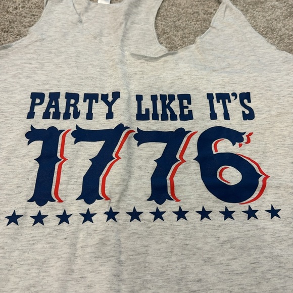 “Party Like It’s 1776” American Pride 4th of July Funny Graphic Tank Top Gray - Picture 2 of 4